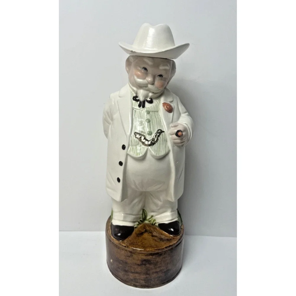 Vintage 70's Alberta's Bourbon Decanter, Hand Painted